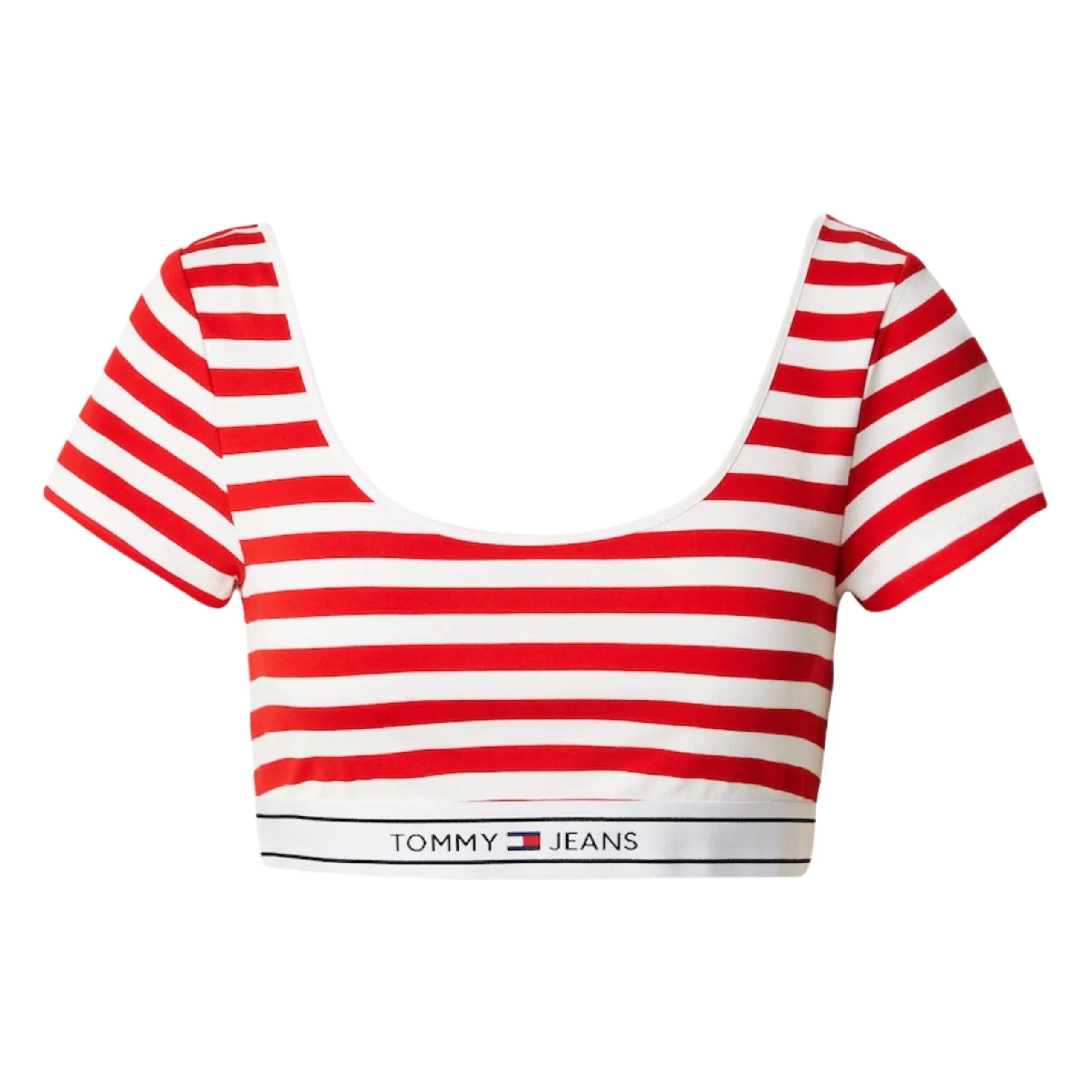 Top Tommy Jeans a righe con nastro logato