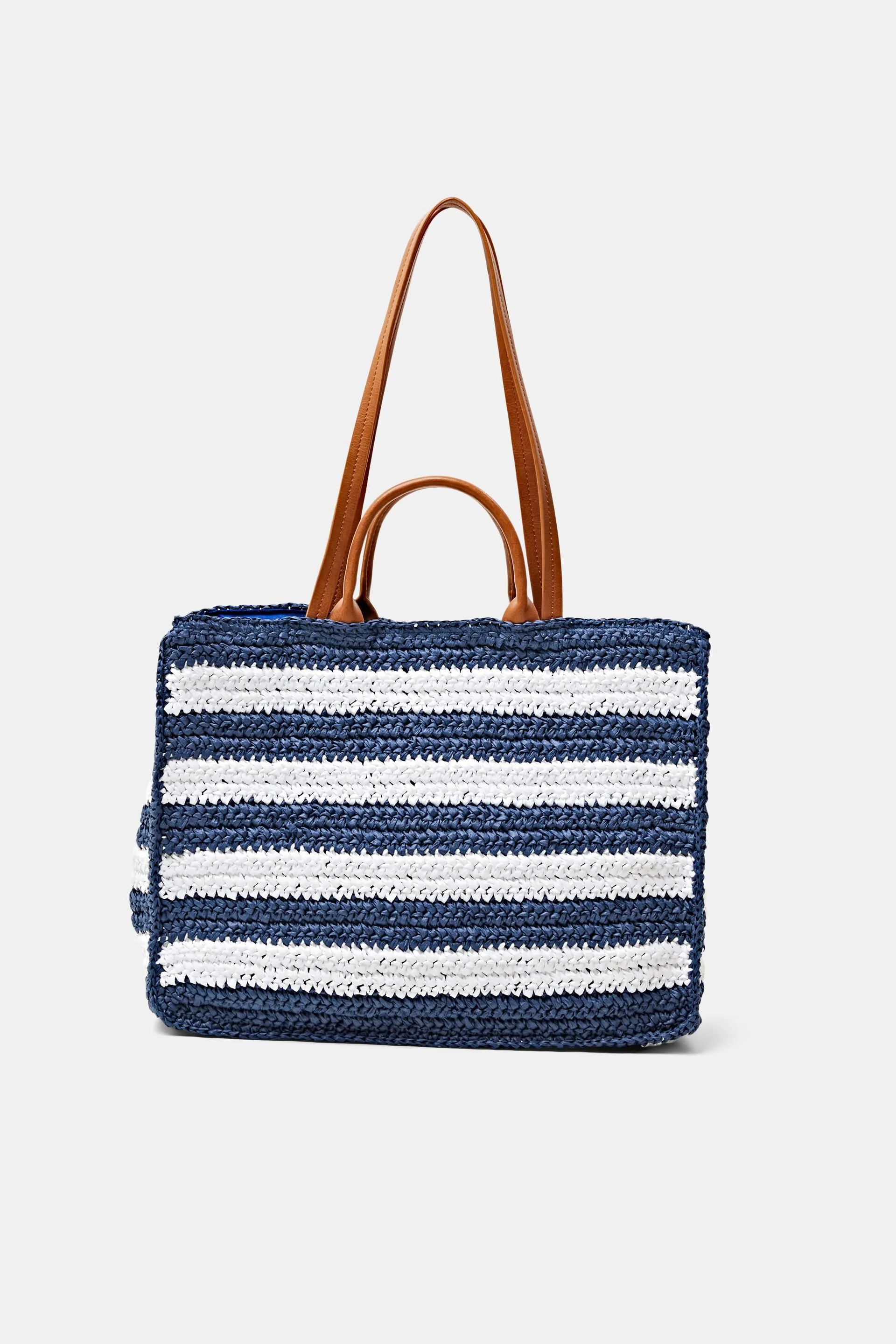 Tote bag grande in paglia all'uncinetto