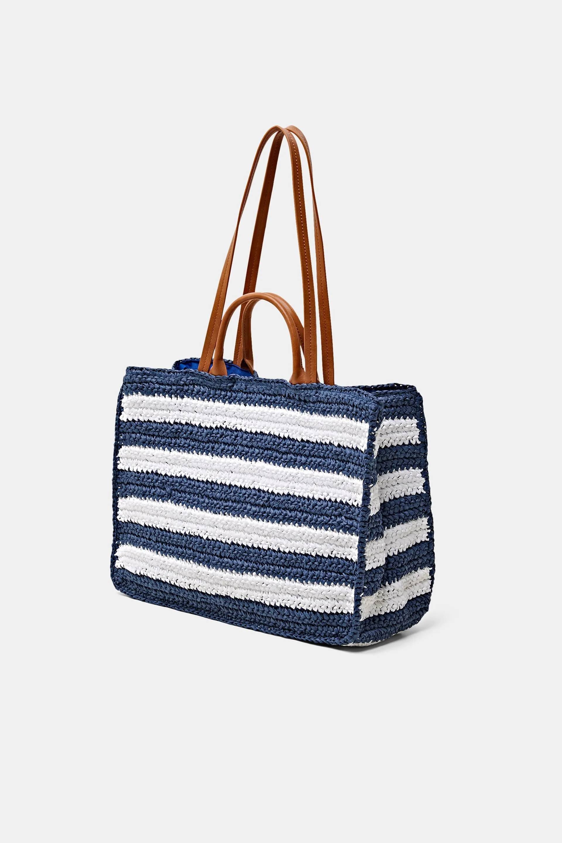 Tote bag grande in paglia all'uncinetto