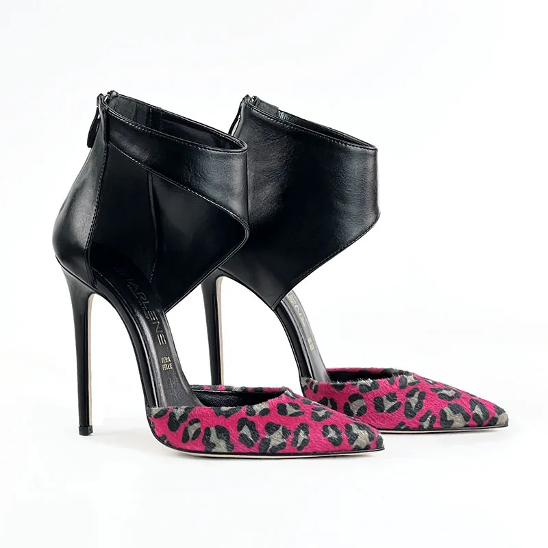Tronchetto pelle nera/ maculato fuxia – COD. 35941 