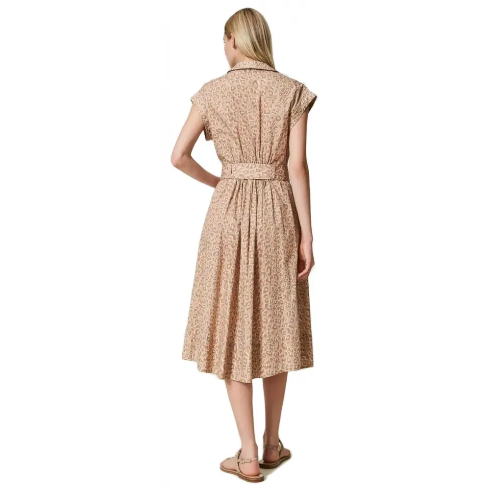 Twinset - Abito in Cotone Fantasia Animalier - Beige - Abito - Made in Italy - Luxury Exclusive Collection