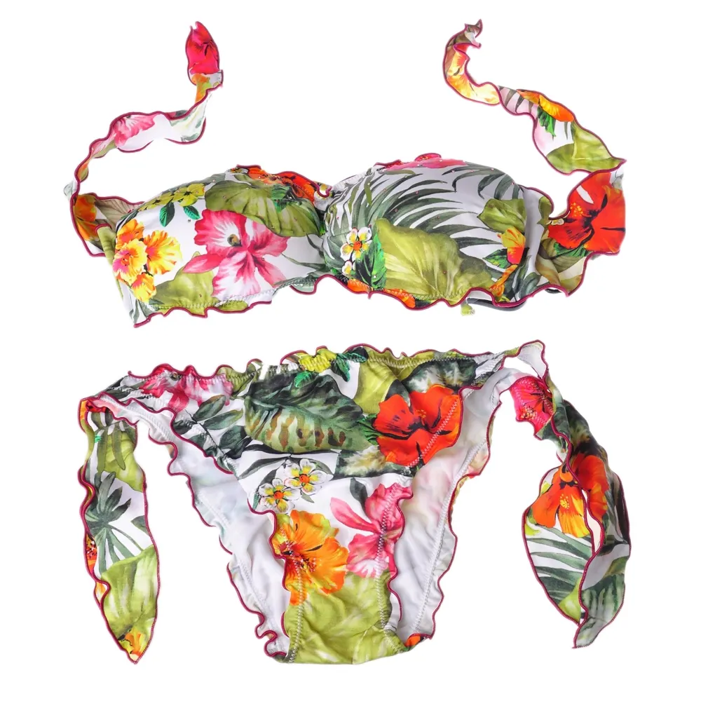 Twinset - Costume Mare a Fascia - Fantasia Floreale - Bikini - Made in Italy - Luxury Exclusive Collection