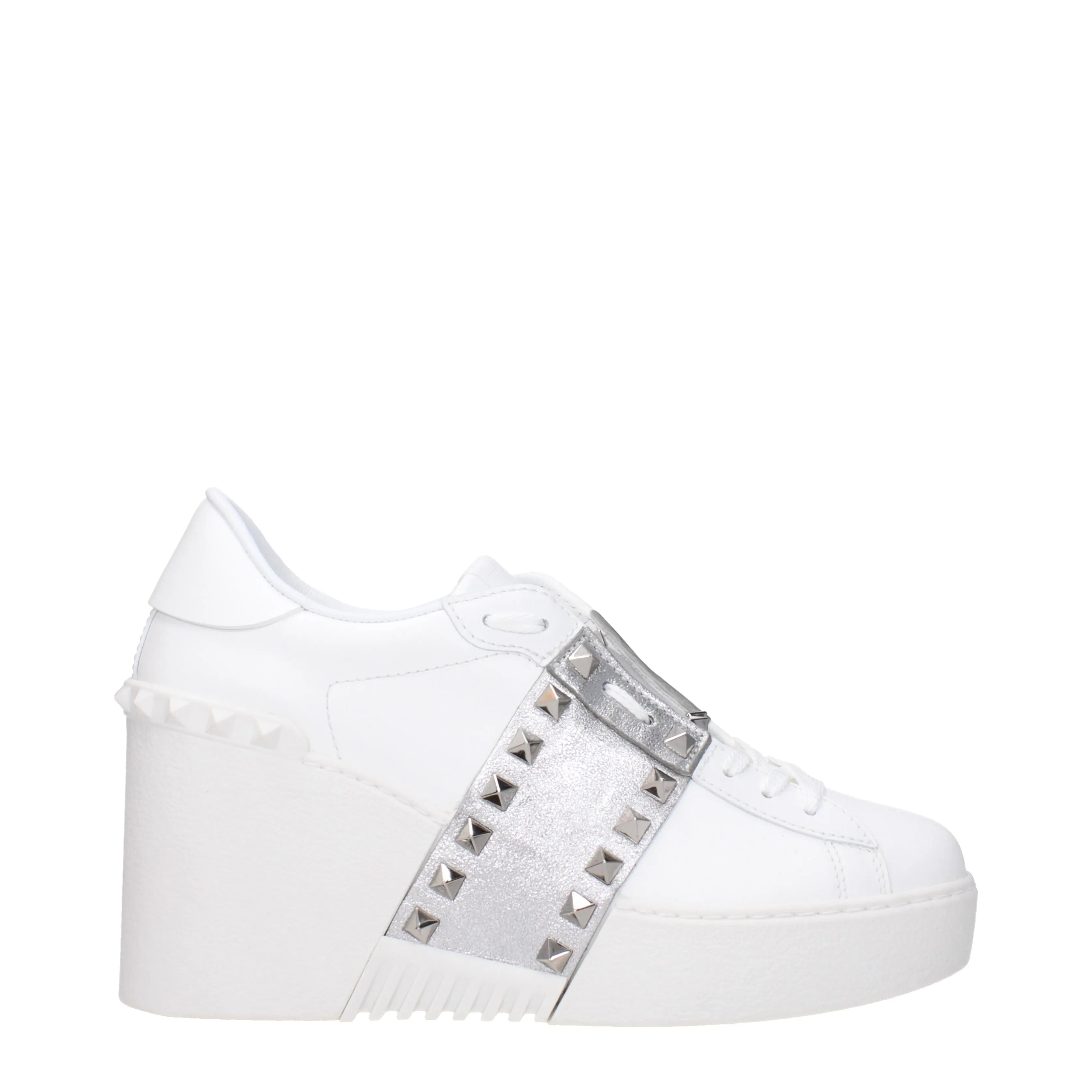Valentino Garavani Sneakers Donna Pelle Bianco/Argento