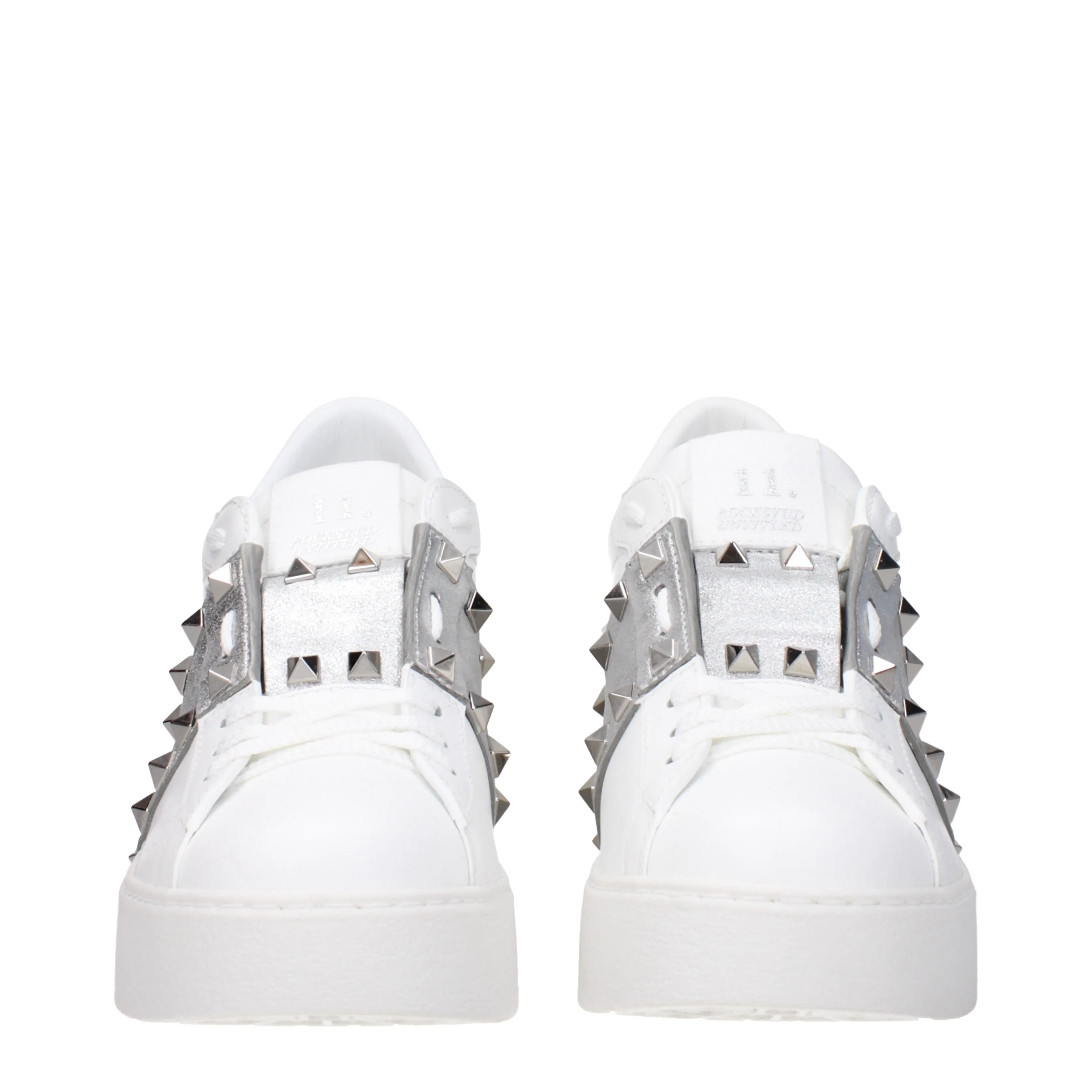 Valentino Garavani Sneakers Donna Pelle Bianco/Argento
