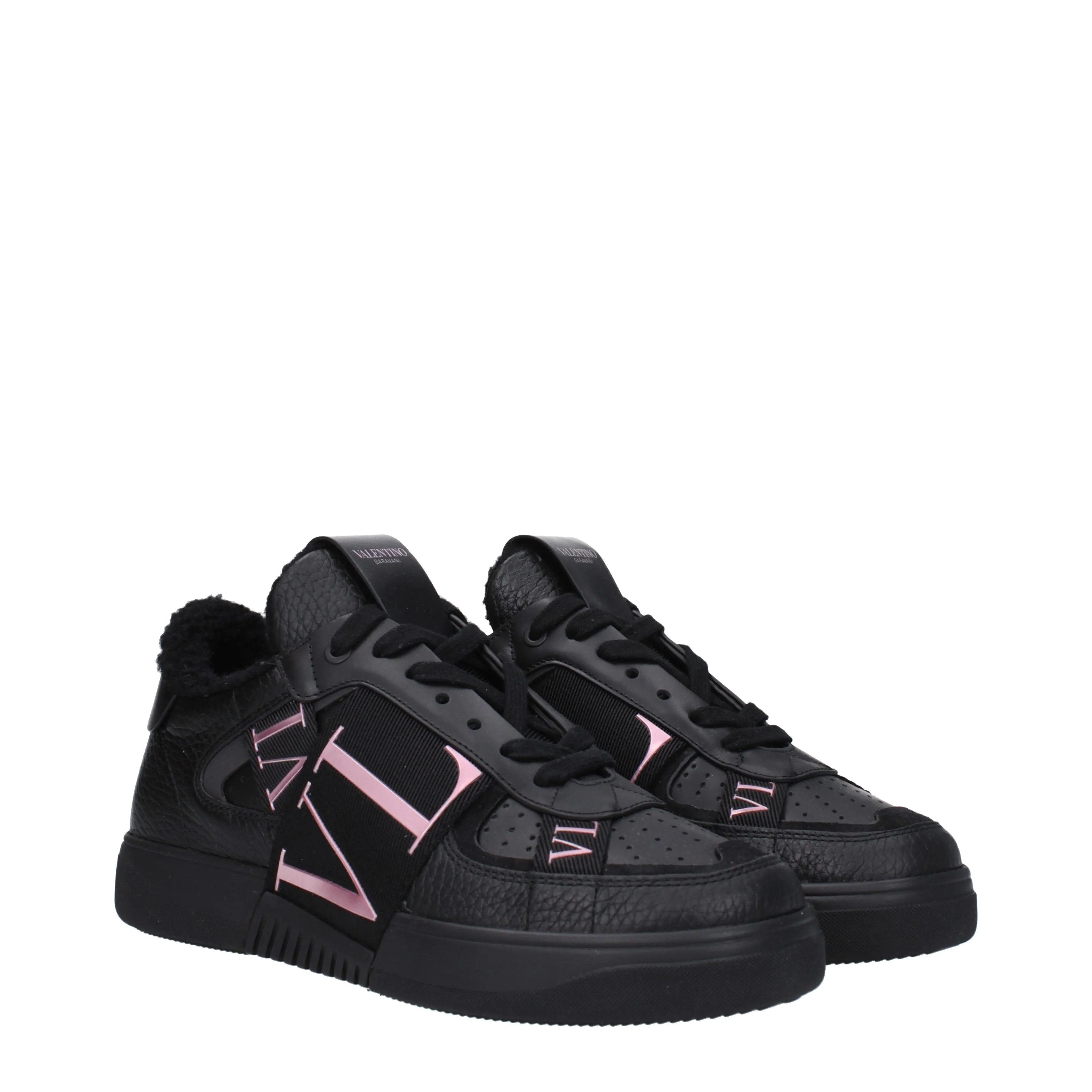 Valentino Garavani Sneakers Donna Pelle Nero/Rosa Metallizzato