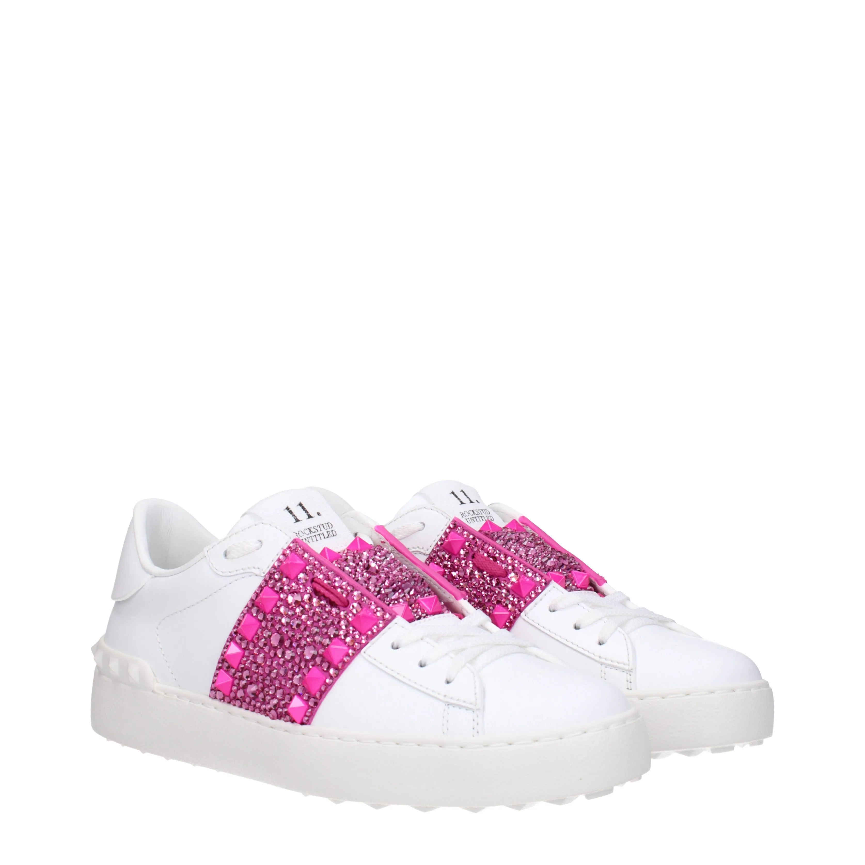 Valentino Garavani Sneakers Rockstud Donna Pelle Bianco/Ultra Pink