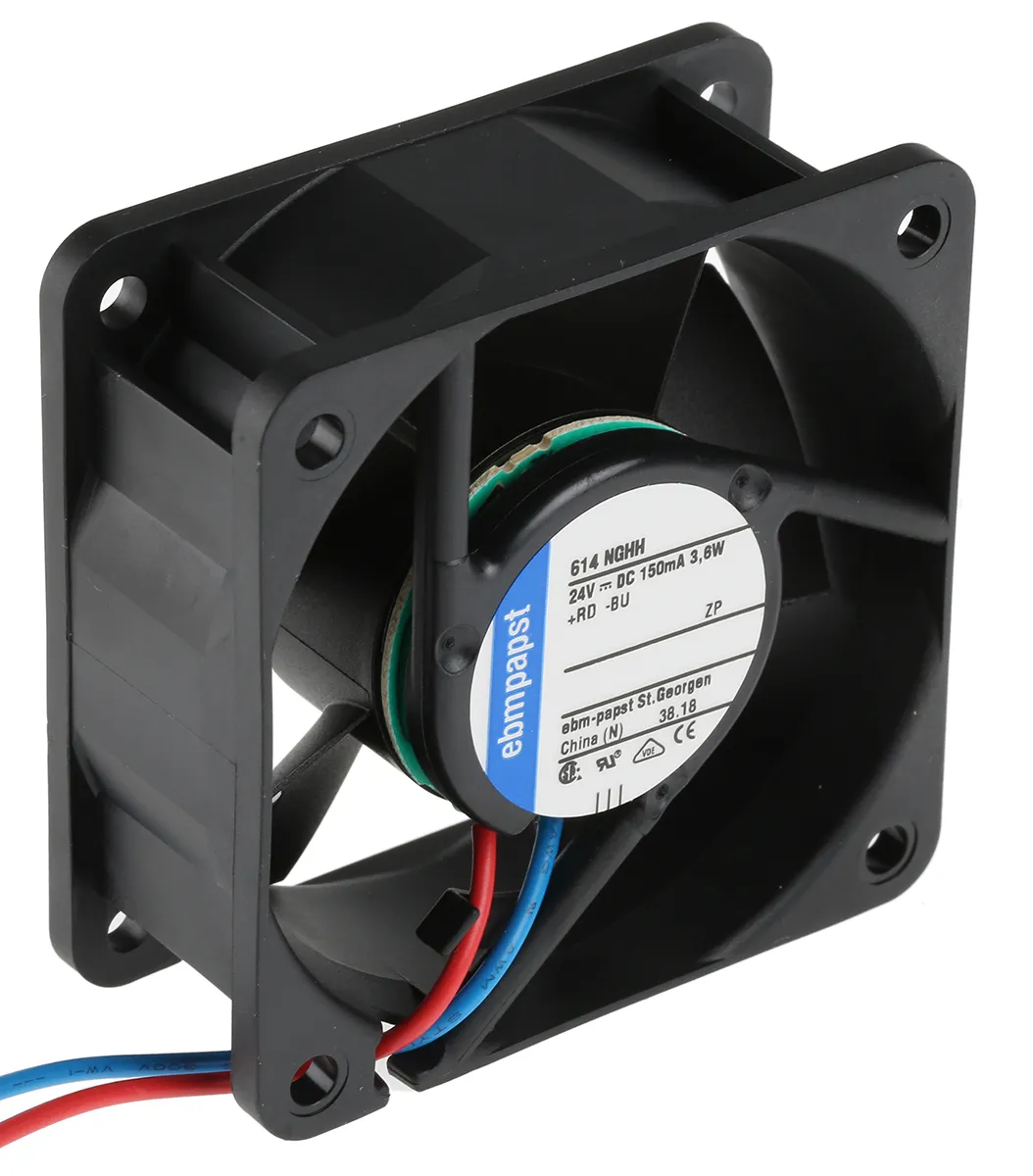 Ventola assiale in c.c. ebm-papst 600 N, 54m³/h, 24 V dc, 60 x 60 x 25mm