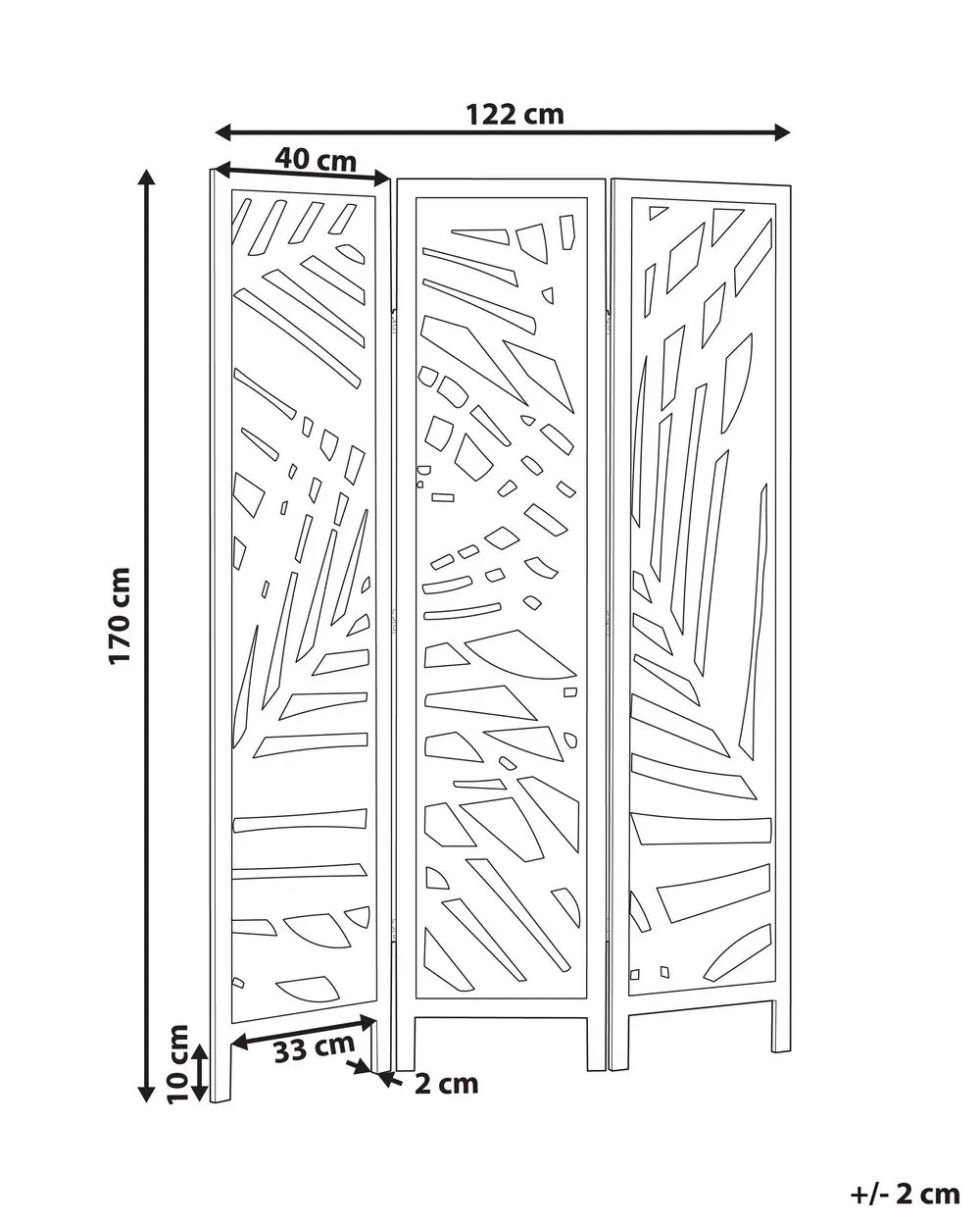 VERNAGO 3 Panel Room Divider 170 cm 122 cm Light Brown