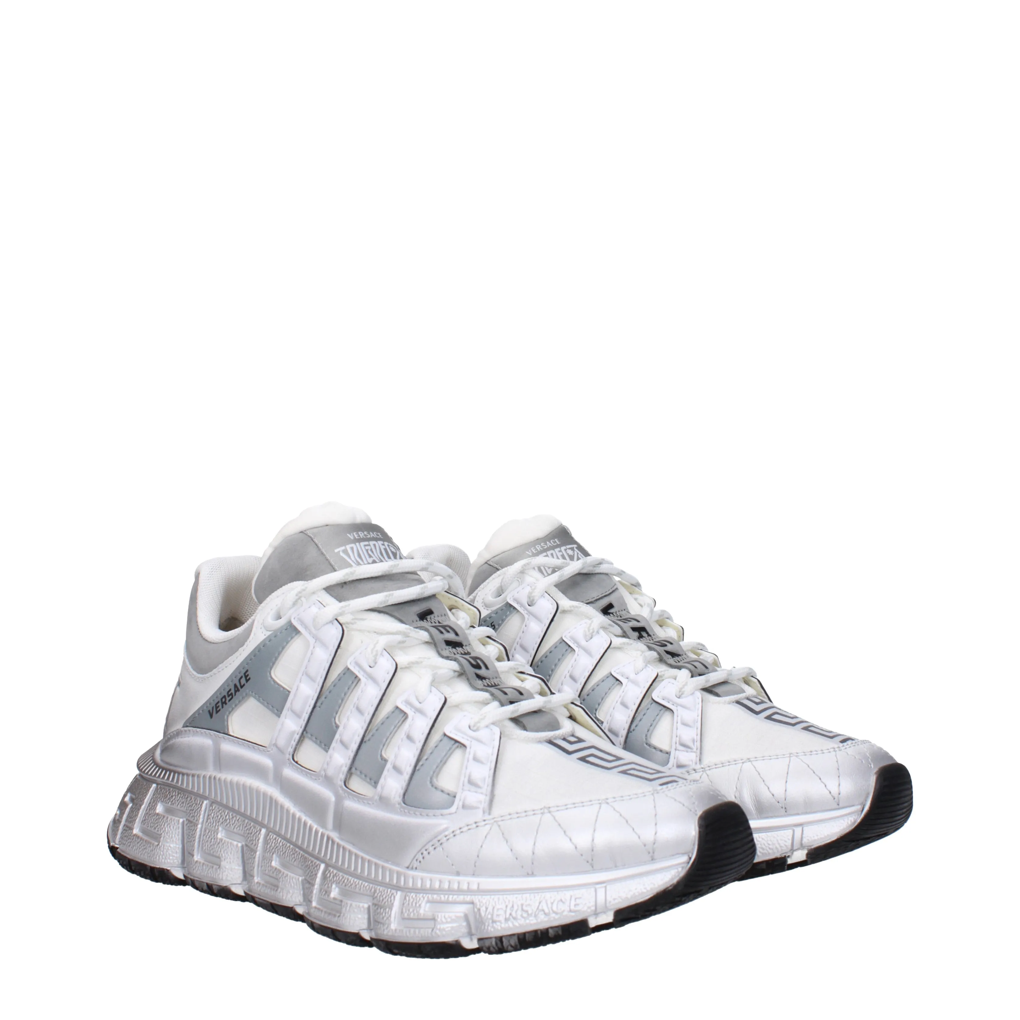 Versace Sneakers Trigreca Uomo Tessuto Bianco/Argento