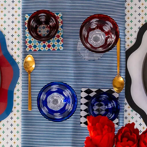 Vesta  Set 6 pezzi Sottobicchiere quadrato in PMMA dal design moderno decoro Foulard Decor