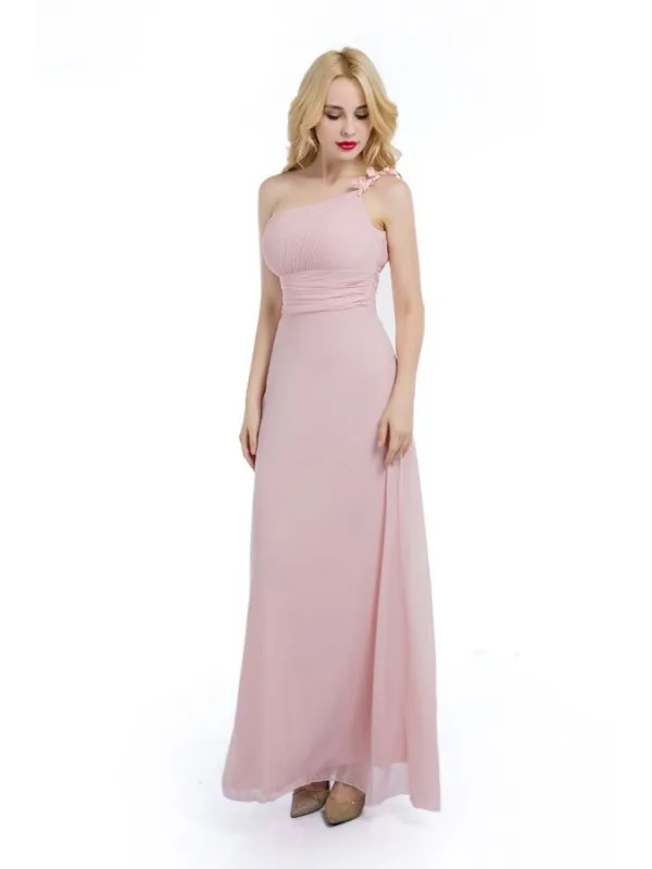 Vestito lungo da Cerimonia monospalla rosa cipria