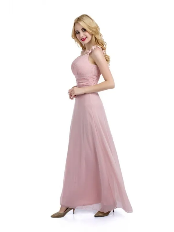 Vestito lungo da Cerimonia monospalla rosa cipria