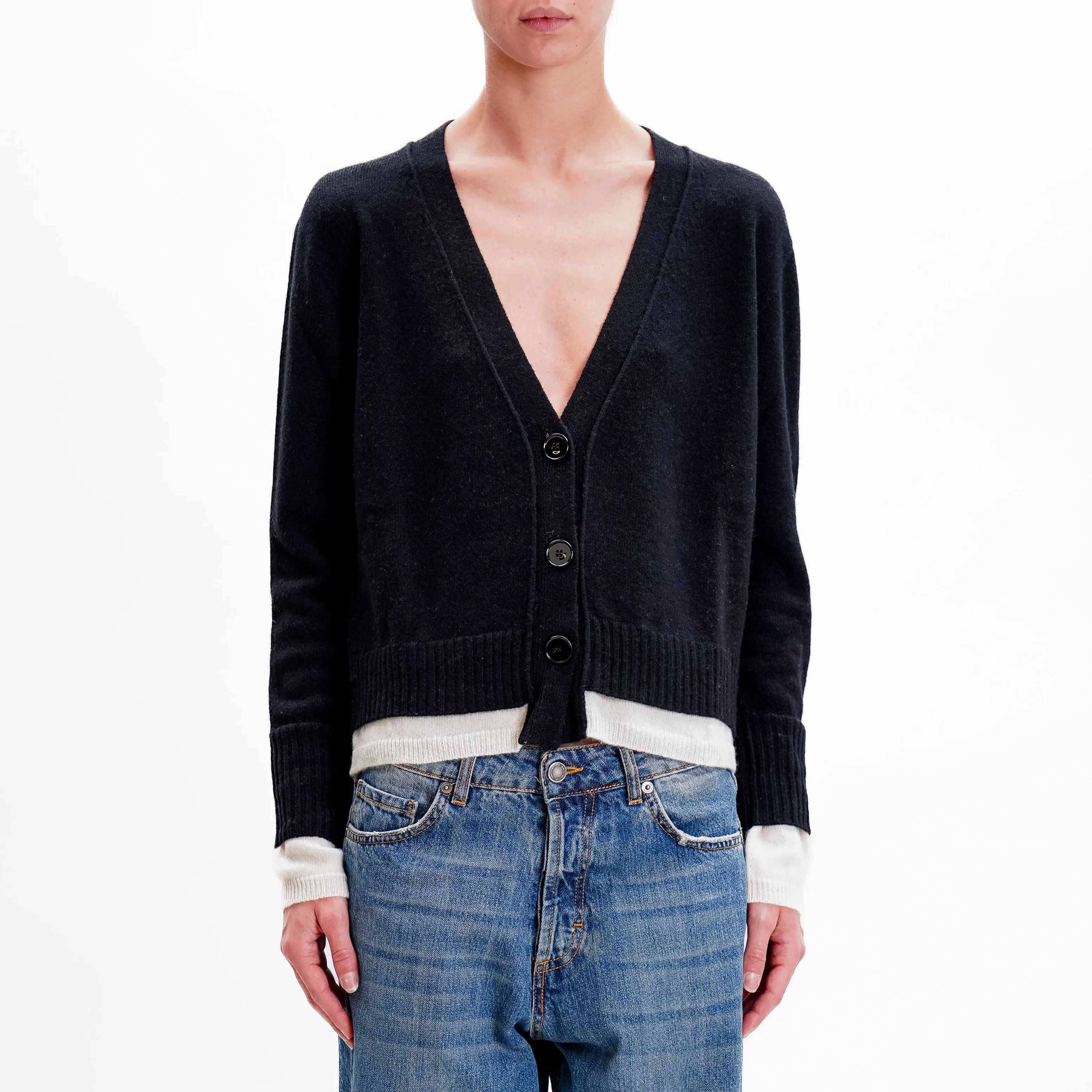 Vicolo-Cardigan misto cashmere - nero/burro
