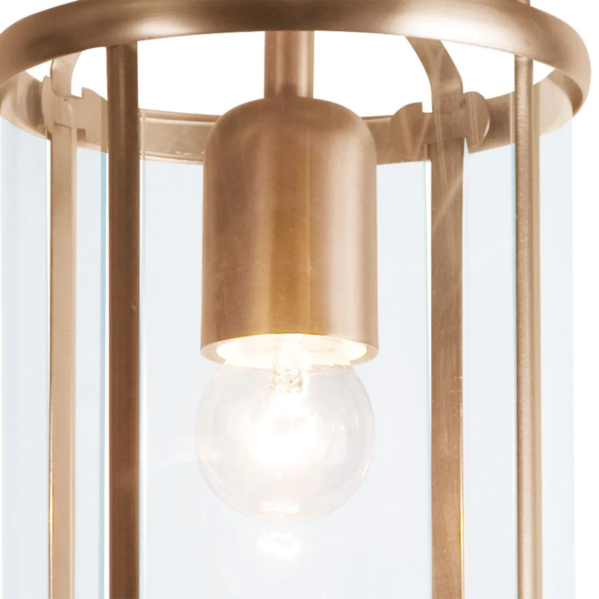 Vintage plafondlamp brons met helder glas - Pimpernel