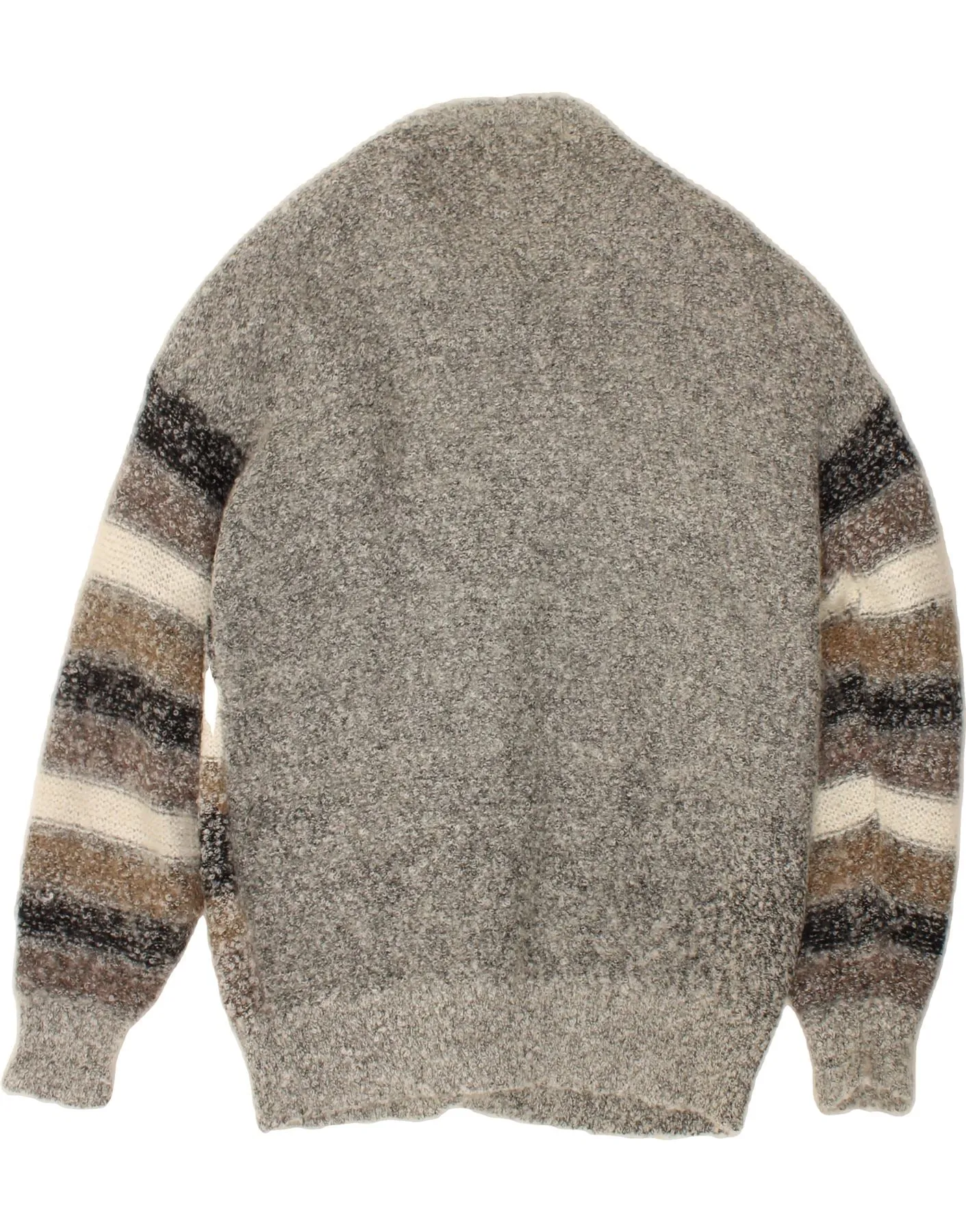 VINTAGE Womens Cardigan Sweater UK 14 Large Grey Striped