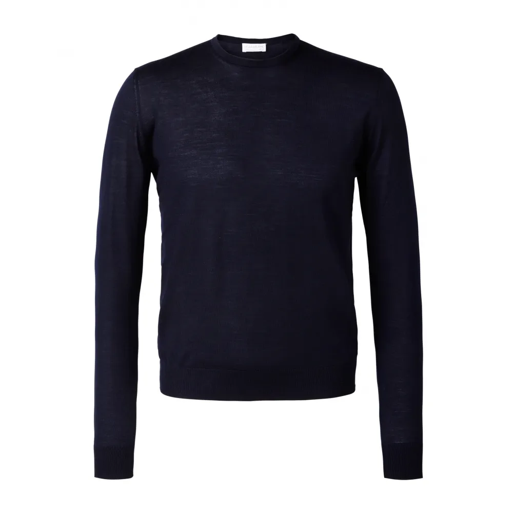 Viola Milano - Maglia Merino Girocollo - Navy - Handmade in Italy - Luxury Exclusive Collection