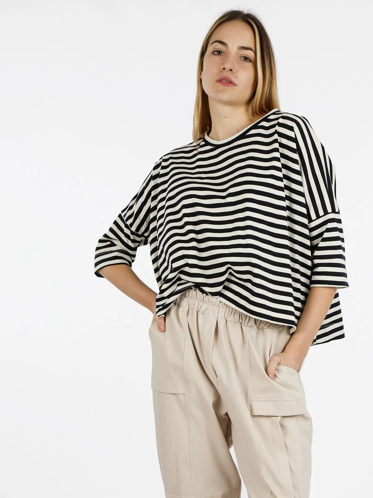 Wendy Trendy T-shirt femme rayé oversize