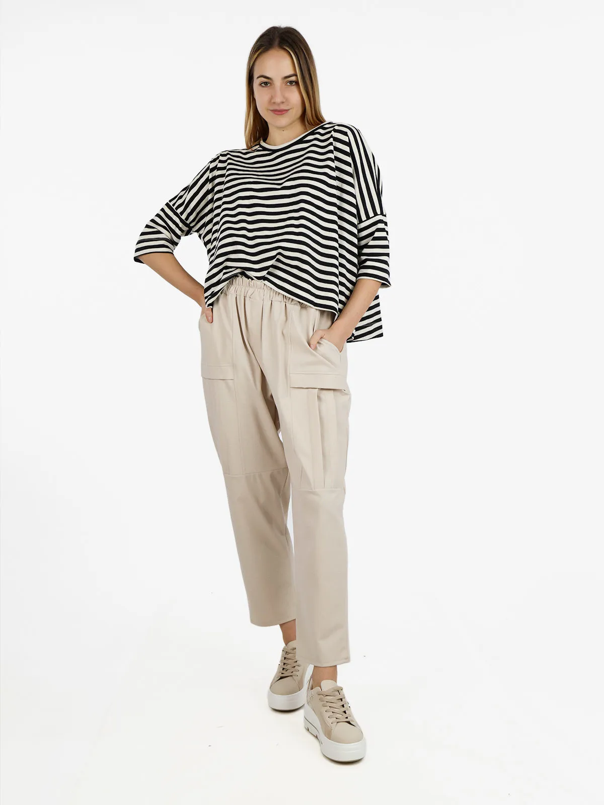 Wendy Trendy T-shirt femme rayé oversize